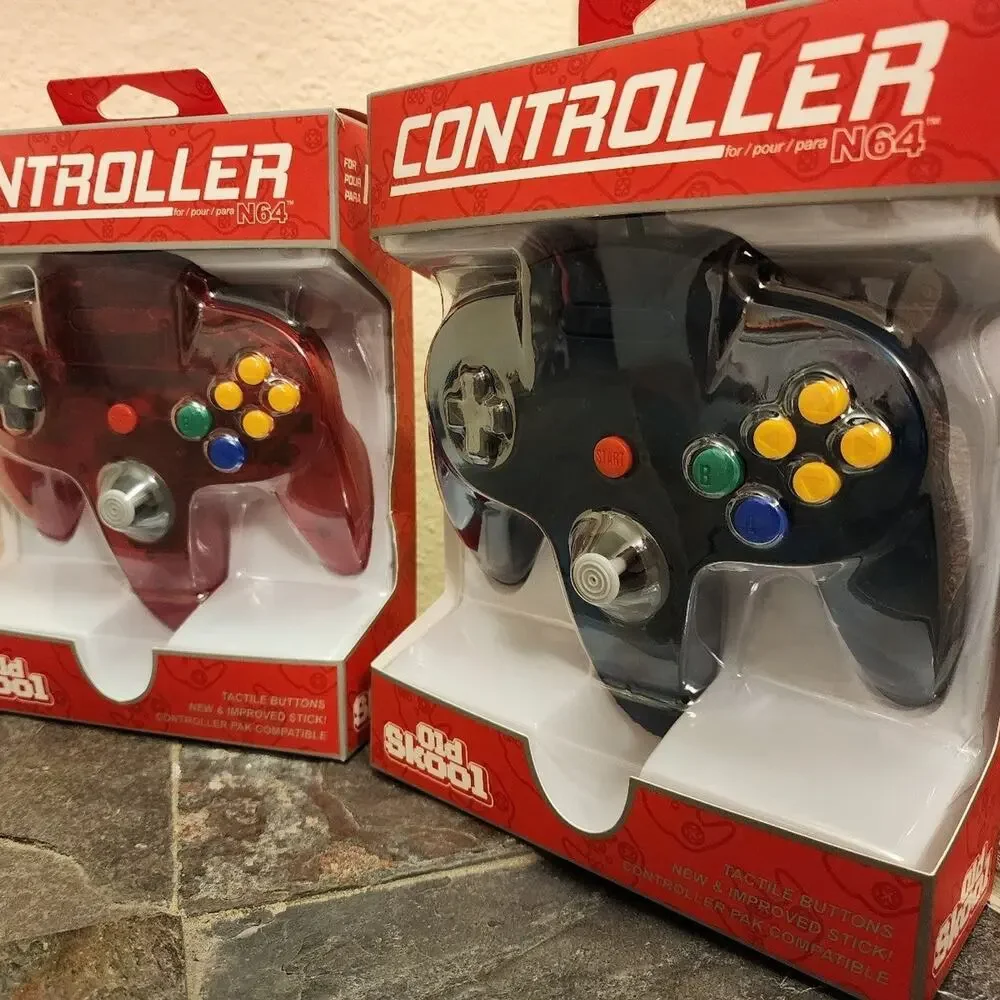 2 N64 Controllers - Watermelon Red & Ice Blue (NEW) - Nintendo - Funtastic Color